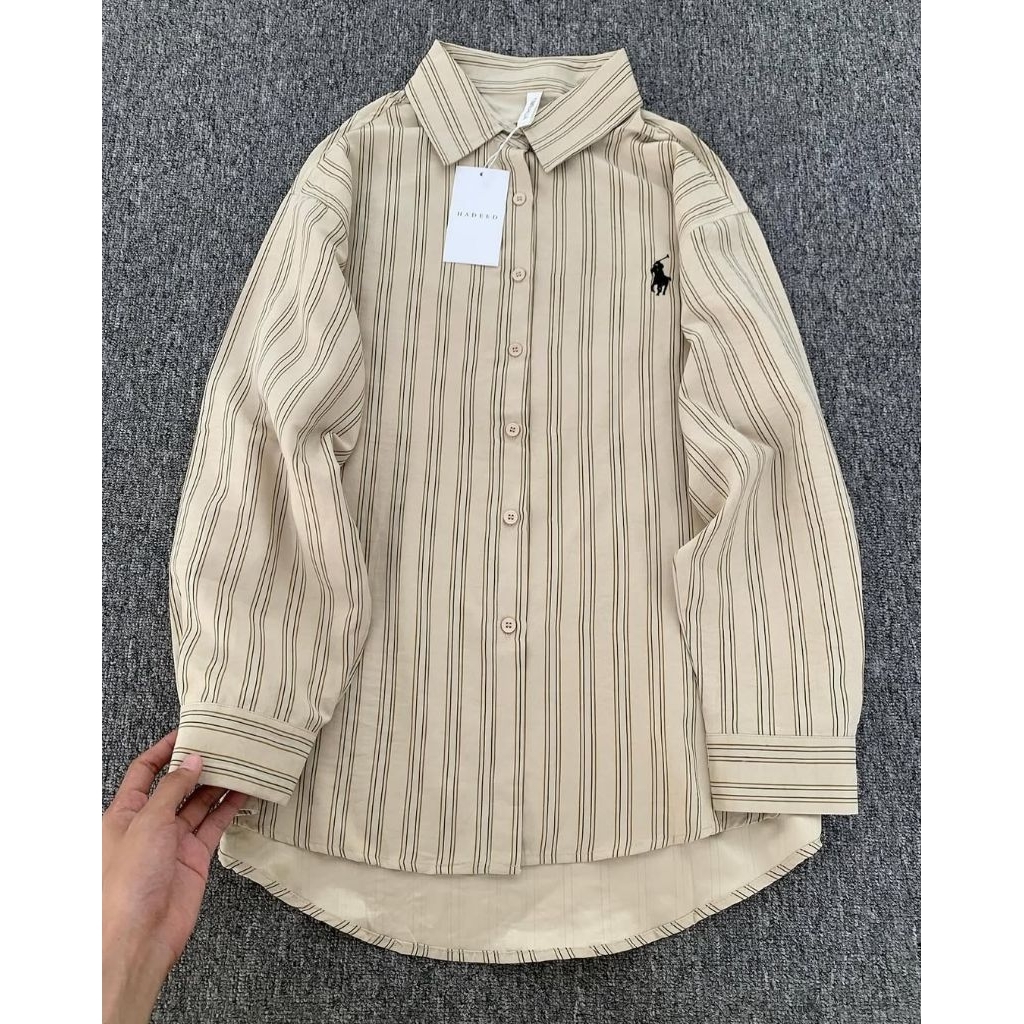 Atasan oversize stripe premium / blus salur wanita / kemeja salur Oversize suede / kemeja oversize w