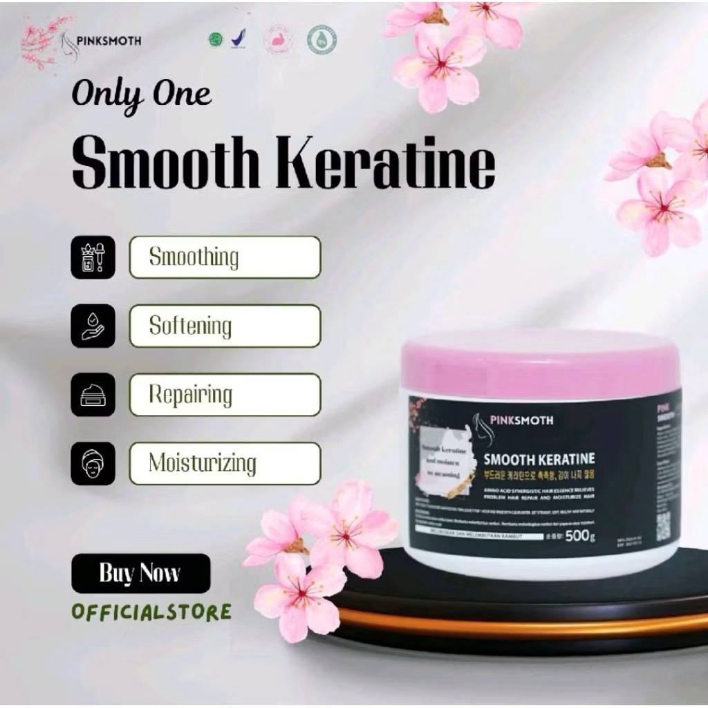 Pinksmoth Keratin Pelurus Rambut Tanpa Catok 500 gram Keratin Korea Meluruskan Rambut Tanpa Catok