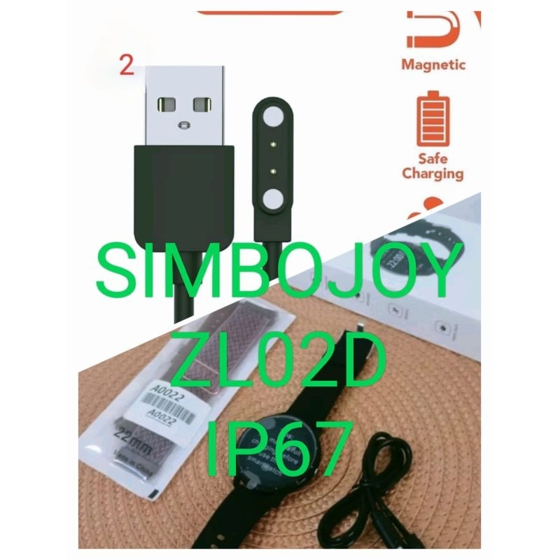kabel jam model simbojoy ZL02D kabel charger smart watch magnetic 2 pin