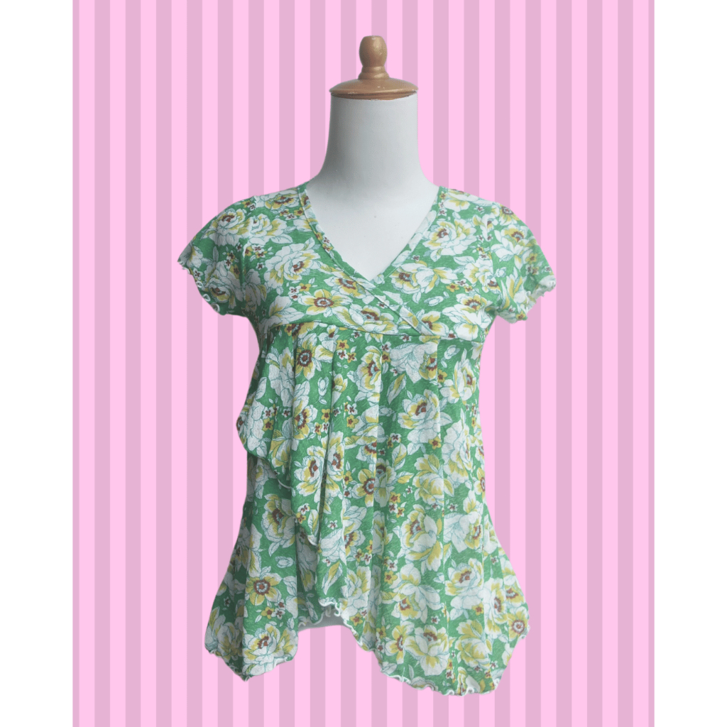 Green floral Kimono blouse top