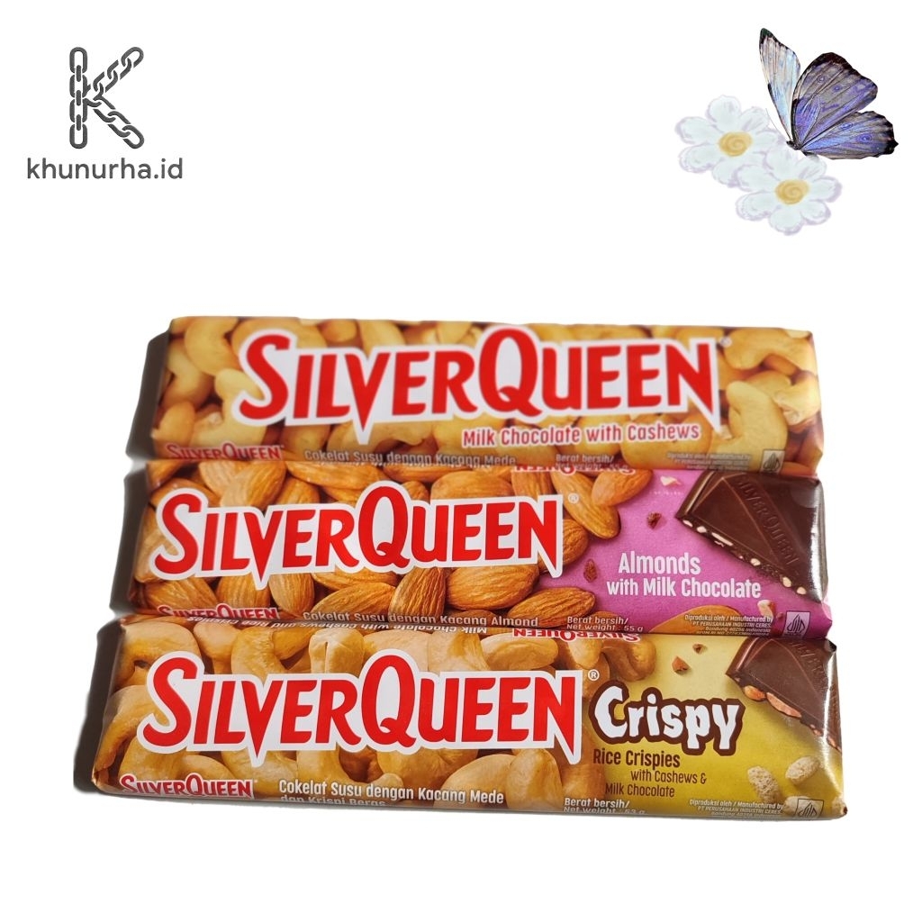 

SilverQueen Crispy 53gr, Almond 55gr, Cashews 55gr Orii Besar 55gr || Cokelat Batang Jabodetabek || Khunurha.id