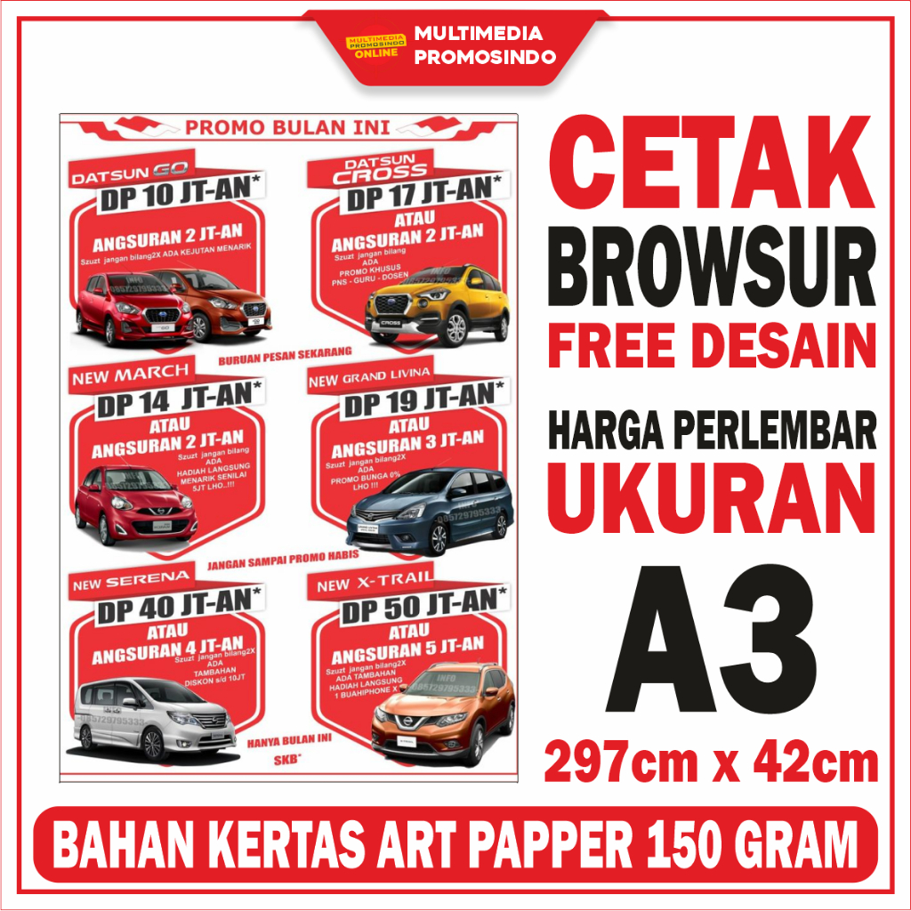 

CETAK BROWSUR UKURAN A3 BAHAN AP 150/LEMBAR