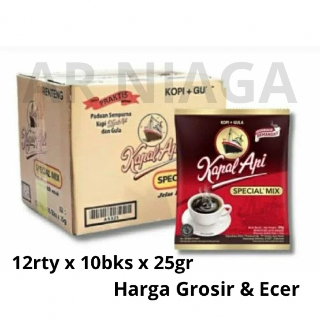 

AR NIAGA - Kapal api spesial mix (12rty x 10bks x 25gr) - Ecer / Grosir - Harga Miring