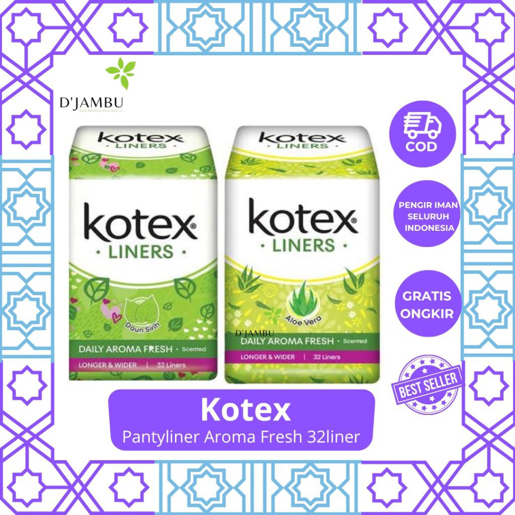 Kotex Fresh Liners Longer & Wider Panty Liner Pembalut 32's