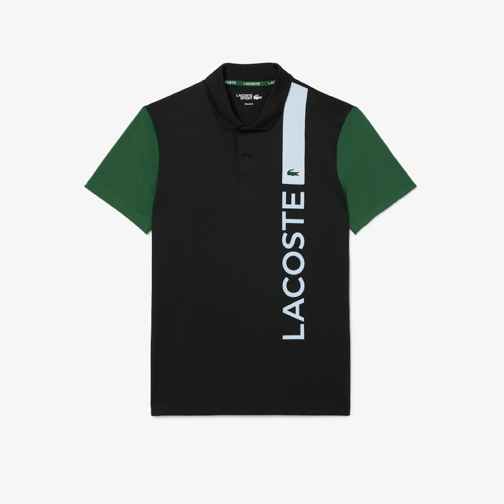POLO SHIRT LACOSTE ULTRA DRY PRINT SPORT BLACK ORIGINAL AUTHENTIC