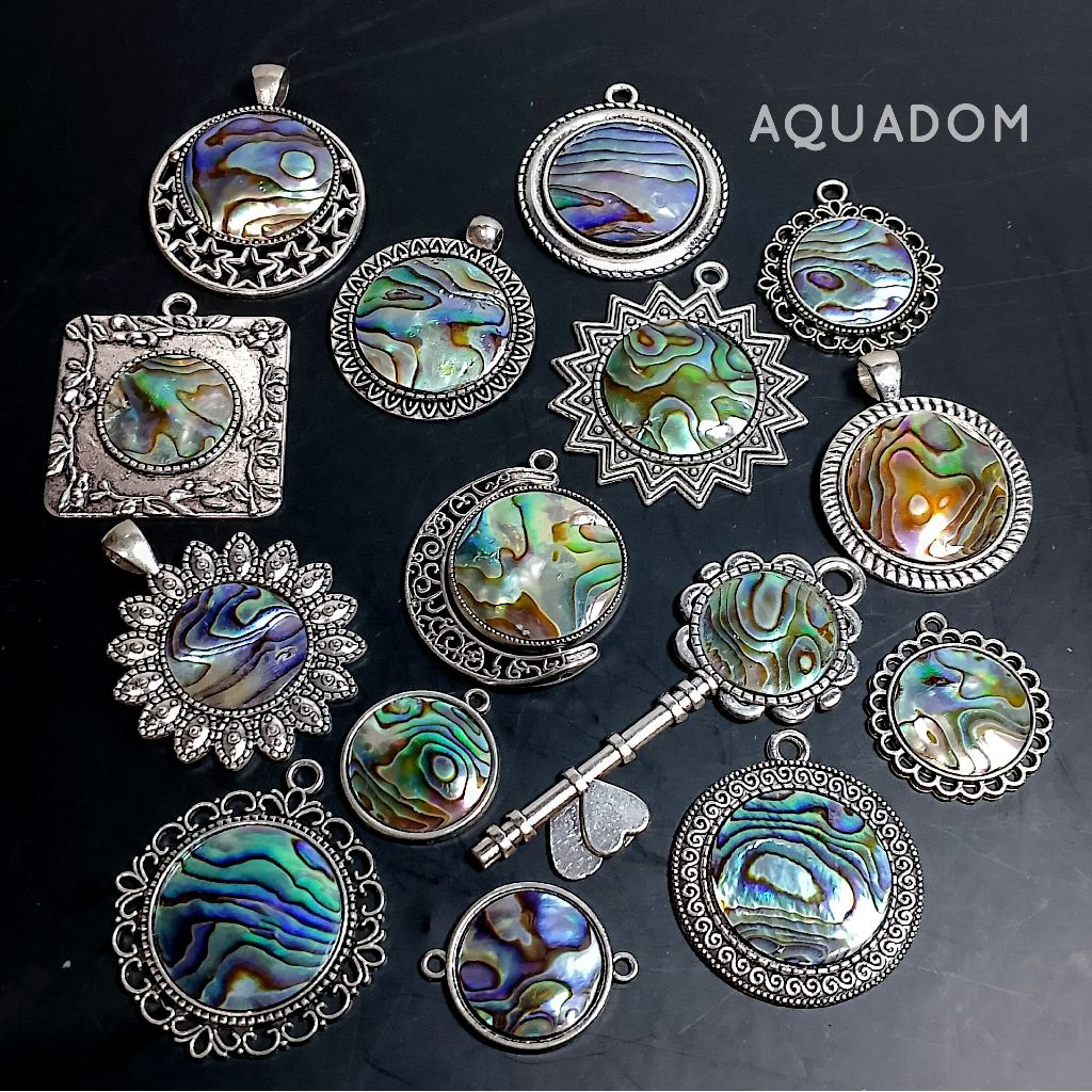 PAWA PAUA SHELL LIONTIN PENDANT ABALONE TILE IMPORT NEW ZEALAND ORIGINAL EXCLUSIVE BAHAN PERHIASAN K