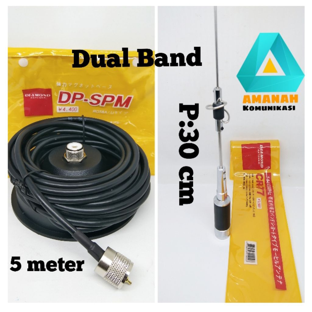Paket lengkap antena radio Rig mobil dual band pendek diamond
