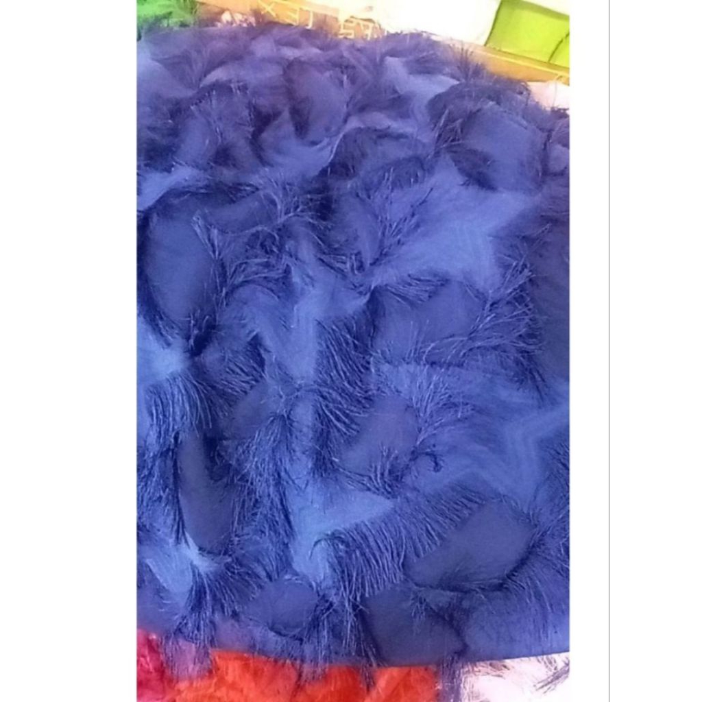 Bahan Kain Sifon Bulu - Bulu  Rumbai Antik Rumbai Premium