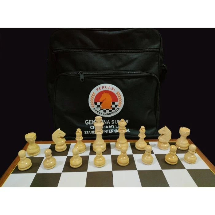 Papan Catur Lipat ukuran 50 cm Standar Percasi - Catur Percasi Kayu Free Tas