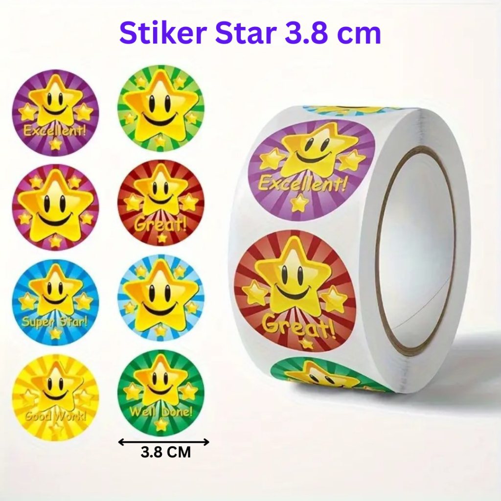 

500 Pcs Stiker Motif Bintang Star Sticker Reward Stiker Star Glitter