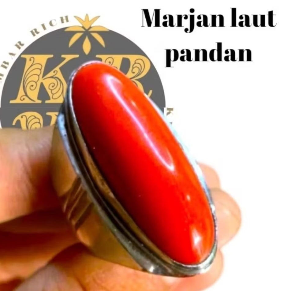 Cincin batu pandan merah marjan laut natural 100%