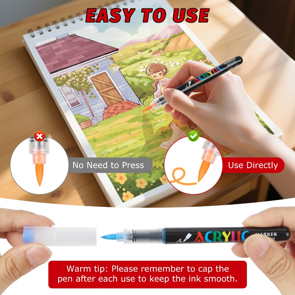 

Ay00! MW 12/24/36/48 Warna Marker Cair Akrilik, Marker Cat Air, Untuk Kanvas, Batu, Kaca, Kayu,