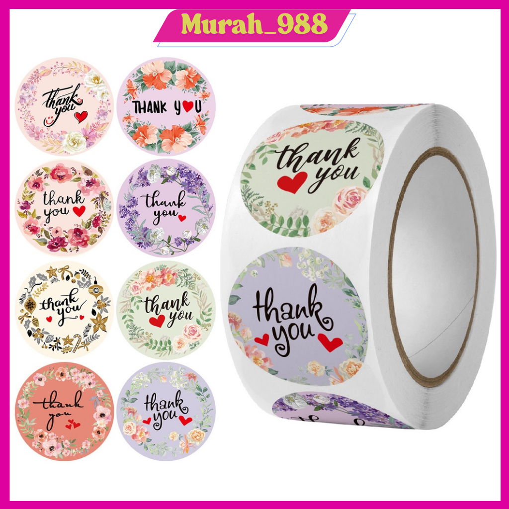 

Stiker Label Thank You / Stiker Roll (500 Pcs) / Stiker Ucapan Bulat / Stiker Tempel / Stiker Label Colorfull / Stiker Kartun
