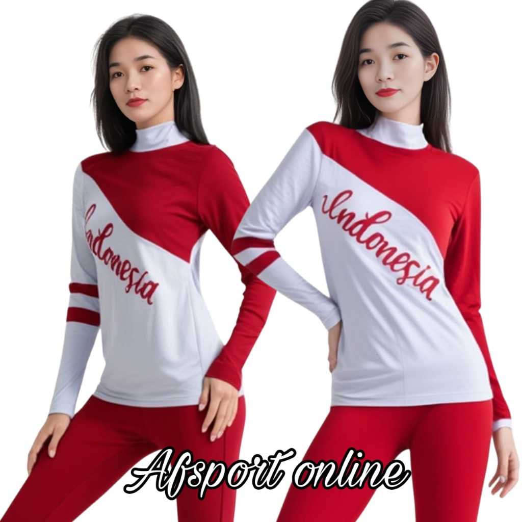 Baju Senam Bisa COD Merah Putih Indonesia olahraga zumba fitness gym sport