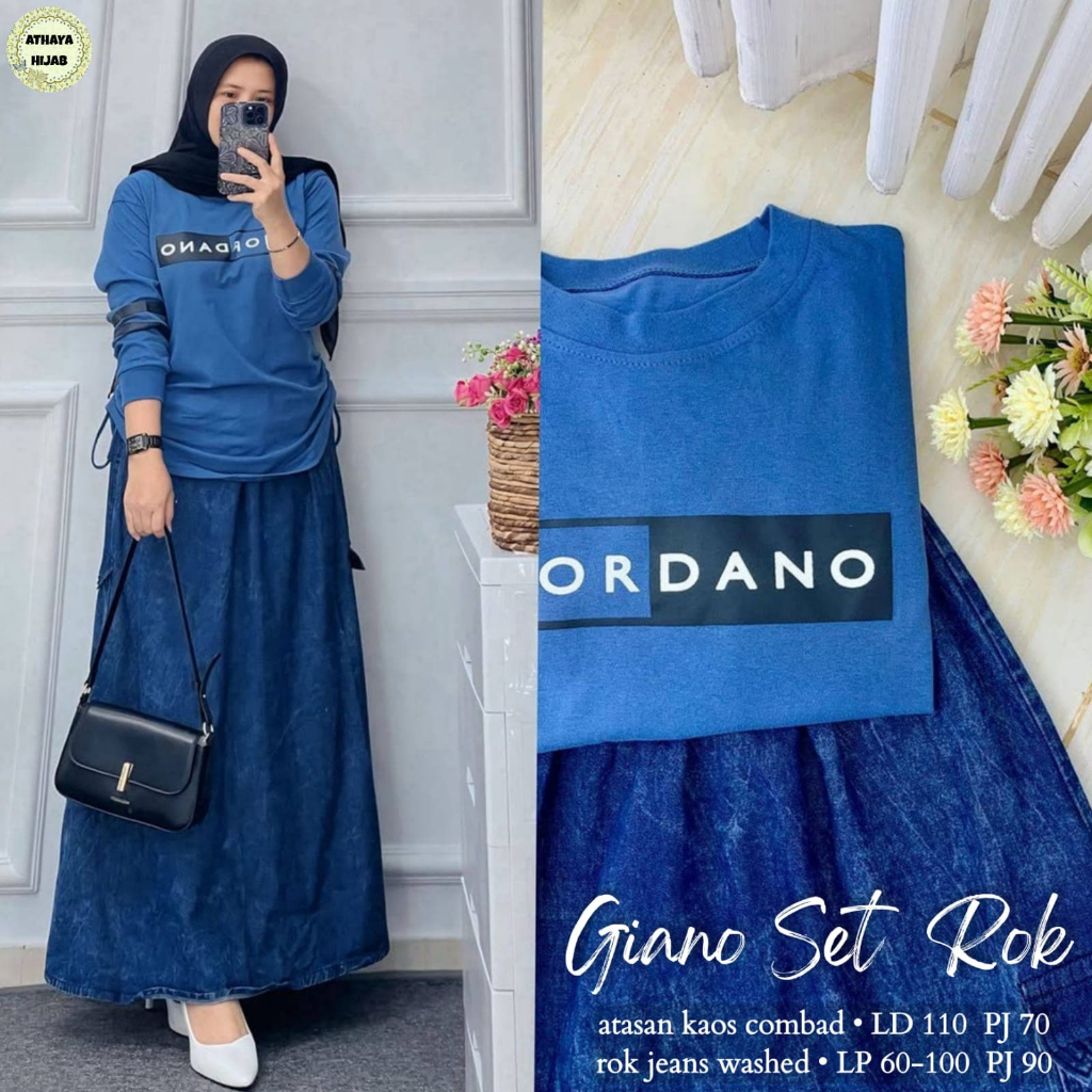 Setelan Rok Kaos Ld 110 Giano One Set Setelan Casual Fashion Muslim
