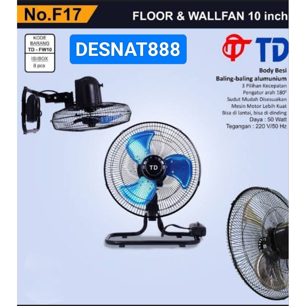 PROMO Kipas Angin Tornado 2in1 Kipas Meja Dinding TD Twin Dog 10 inch Kipas Angin Besi