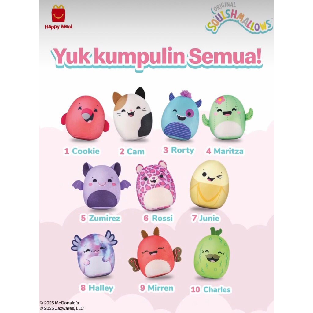 Mainan Happy Meal McD Toys Squishmallows Squishmallow McDonald Toy baru new segel original