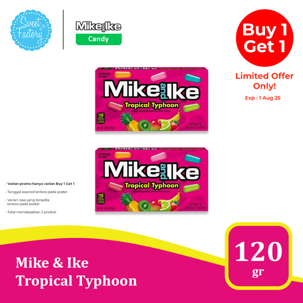 

Mike & Ike Fruits Series 120 gr - Sensasi Rasa Buah Kenyal