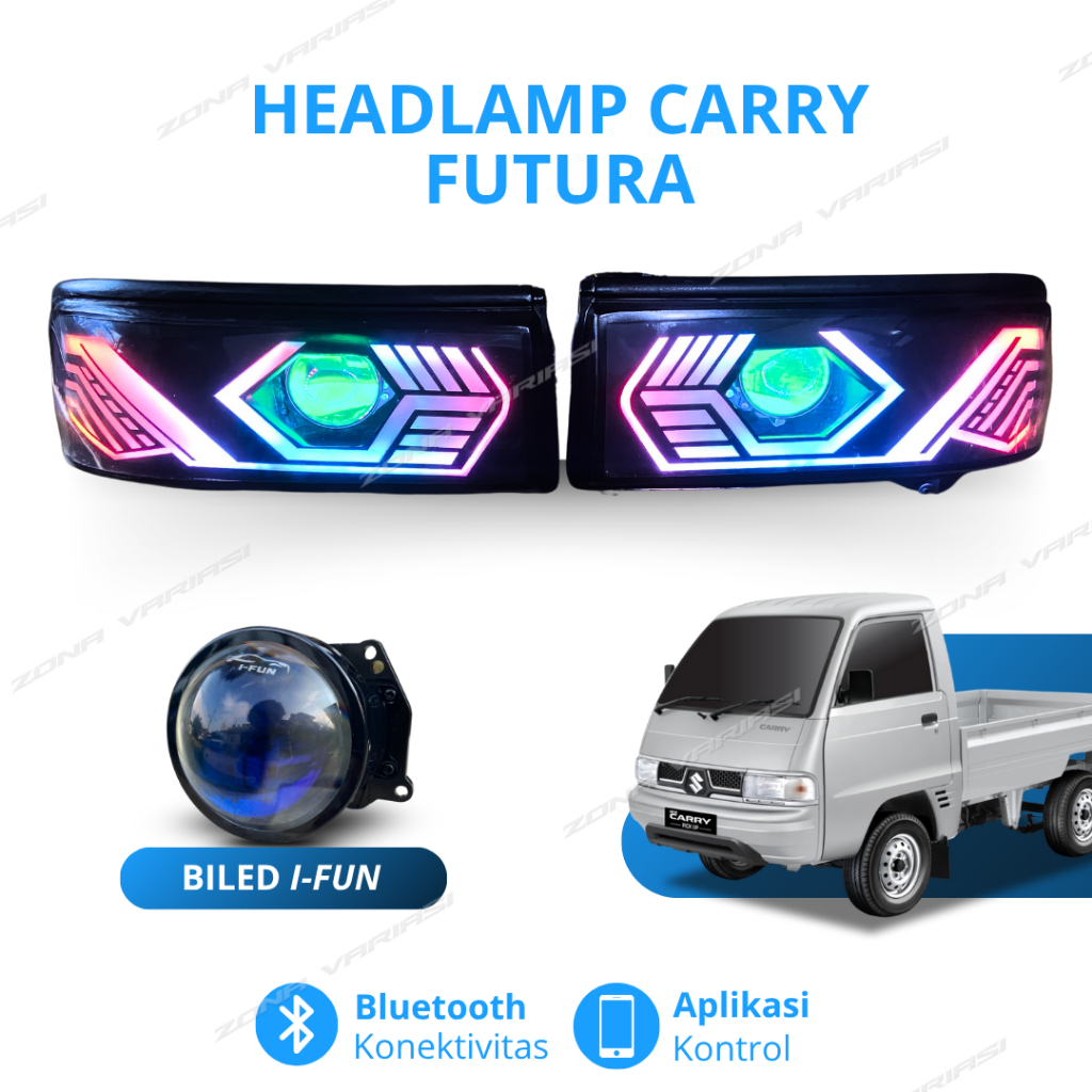 Headlamp Suzuki Futura Carry Injection New Merk CPU Sepasang Custom RGB Set Biled