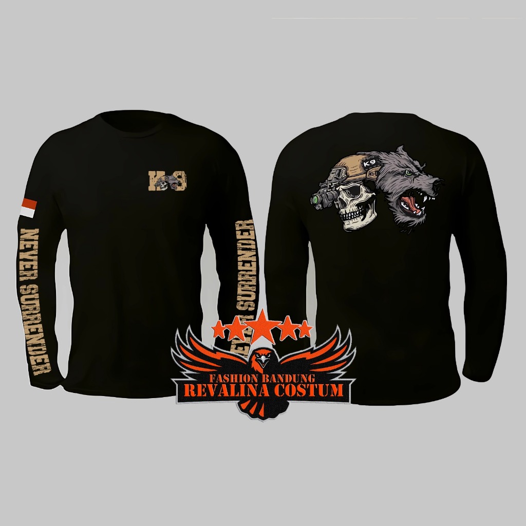 Kaos Tactical K9 / T-Shirt Military Premium design warna Hitam
