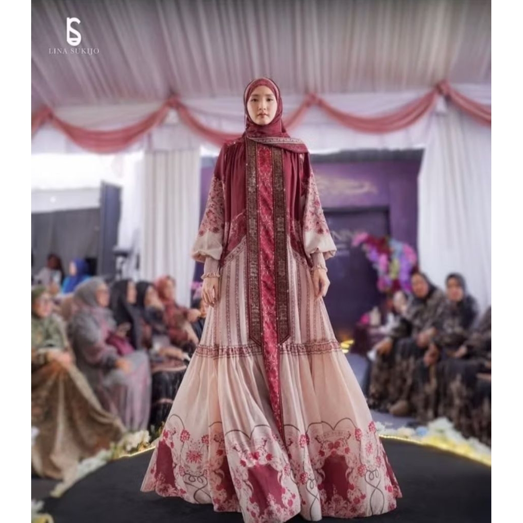 LINASUKIJO/RATHU dress set scraft by Lina sukijo/Dress terbaru/Dress premium/Dress elegant