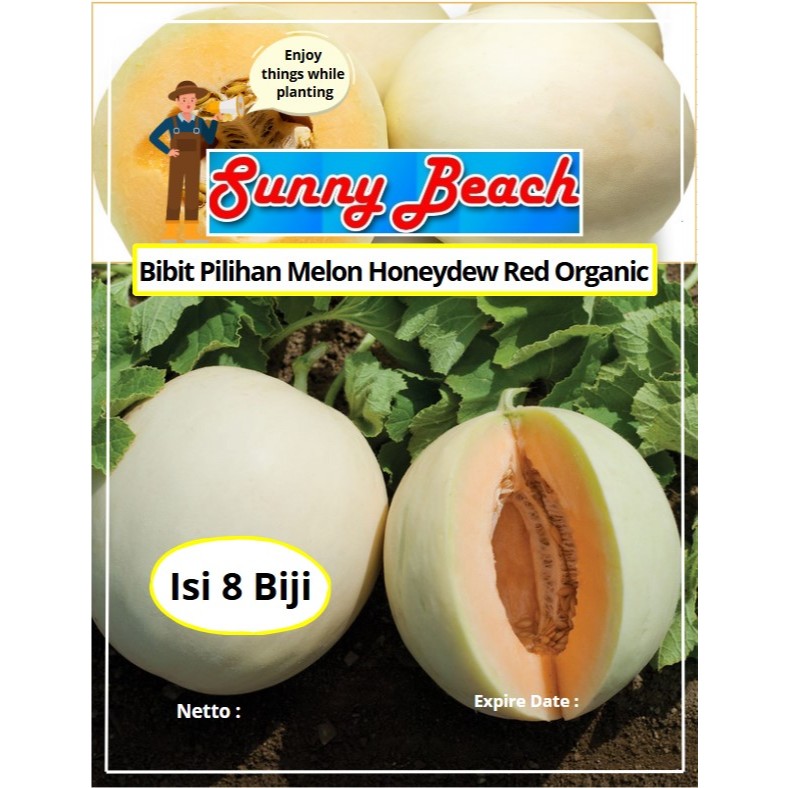 Bibit Pilihan Melon Honeydew Red Organic | Biji Benih Melon Honeydew Red Organic | Melon
