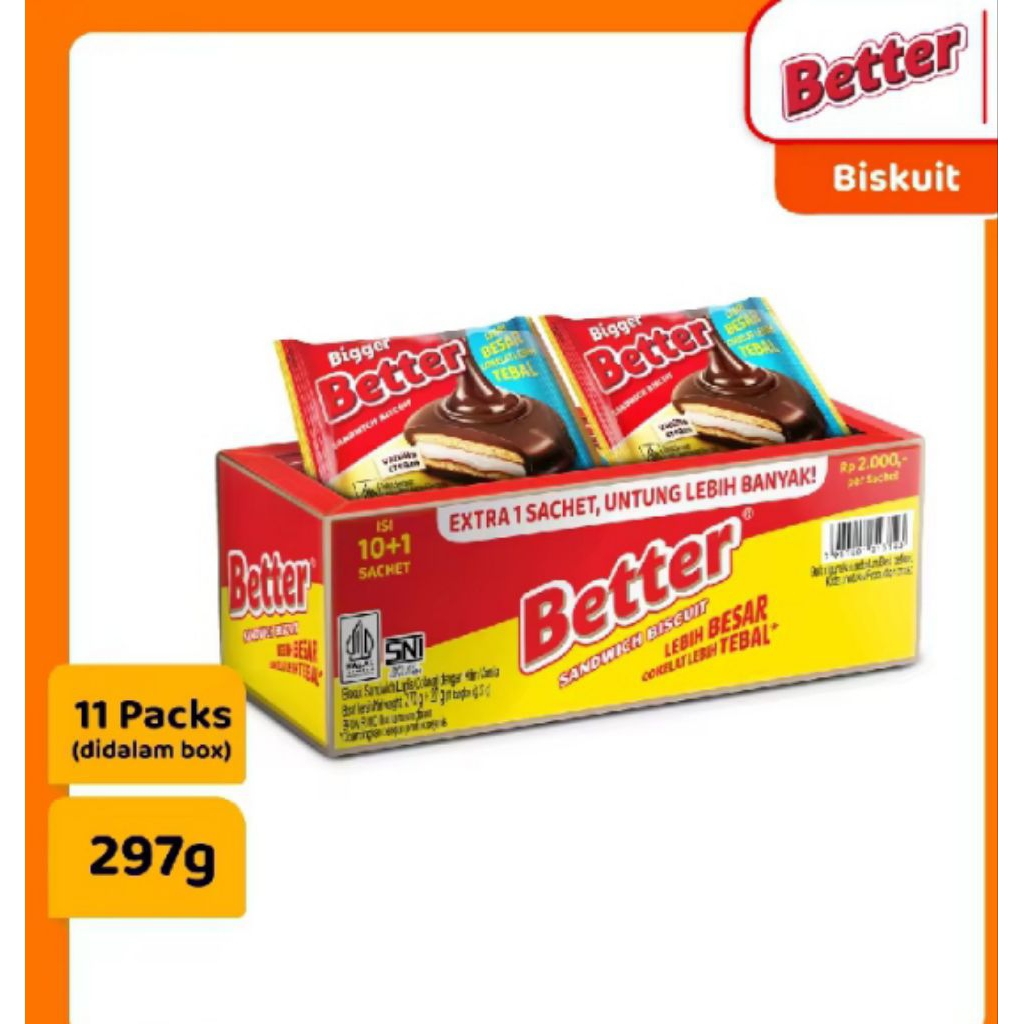 

Better Roma Sandwich renyah 27 gram 1 pak isi 10 pcs