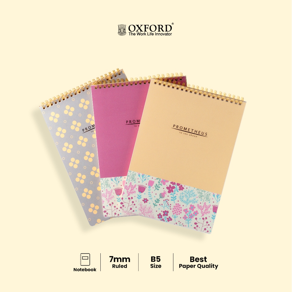 

Oxford Notebook Spiral Atas Ukuran B5 Isi 80 Lembar – Warna Pink/Grey/Cream Buku Catatan Spiral