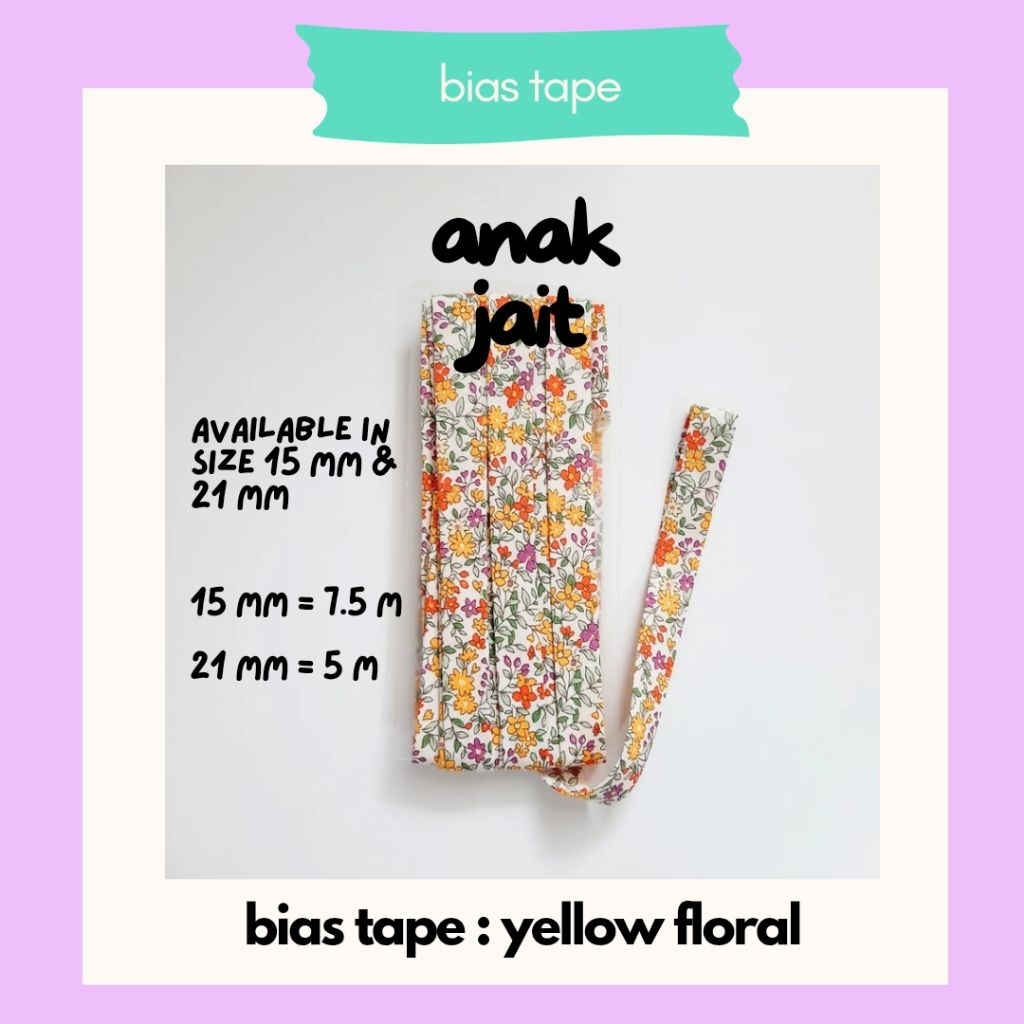 Bias Tape Bisban Katun/Bisban Katun Motif-Bisban Katun Motif Bunga /Bisban Katun Motif Kotak/Bias Ta
