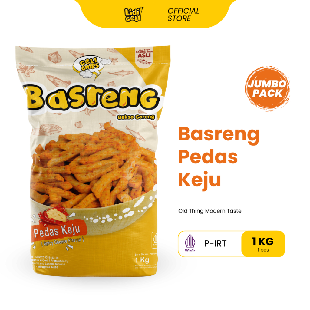 

Geli Chips - Basreng 1 Kg Keju Pedas Gurih Camilan Kering (Bakso Goreng) Basreng Kiloan 1000gram