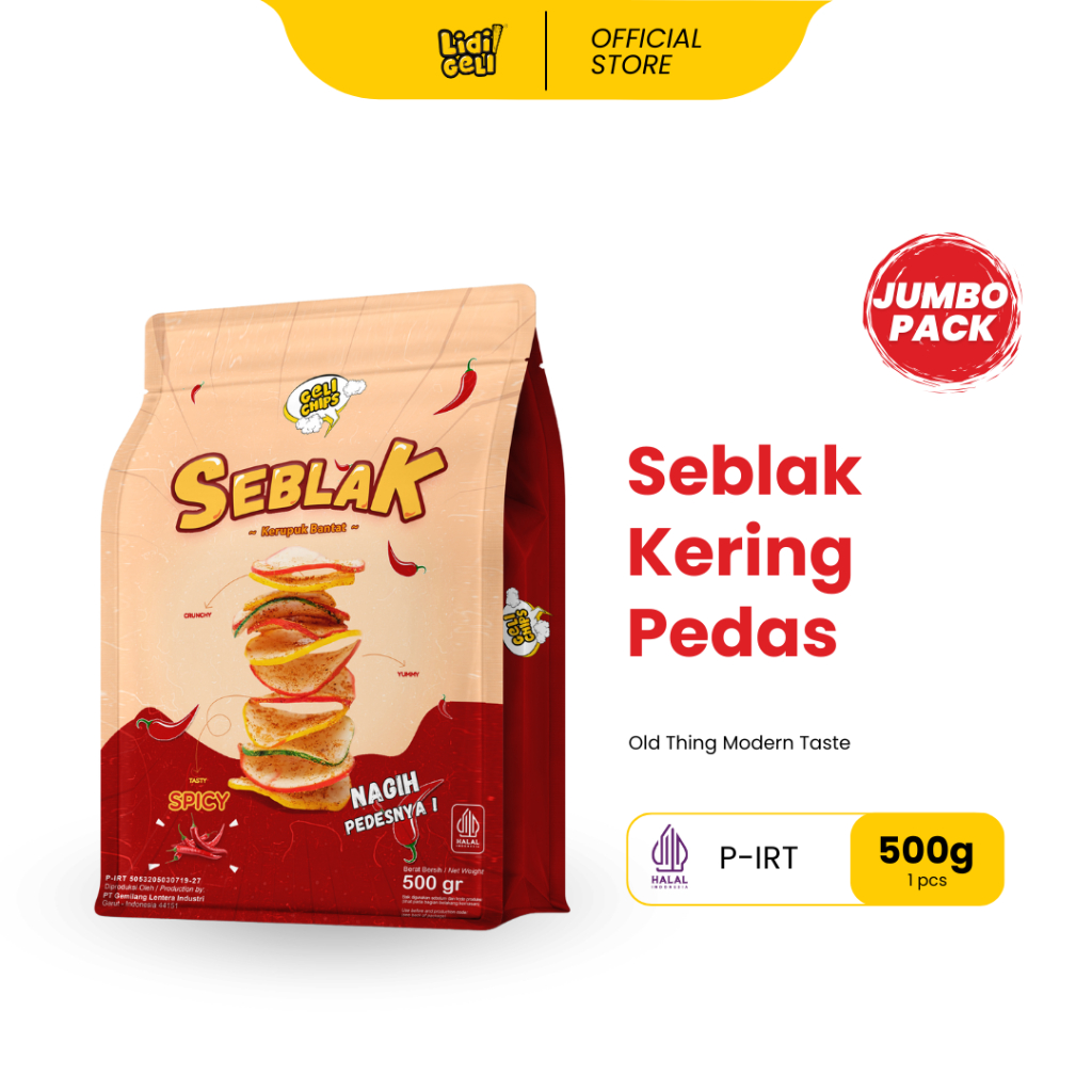 

Geli Chips - 500gr Seblak Kering Pedas Gurih Daun Jeruk