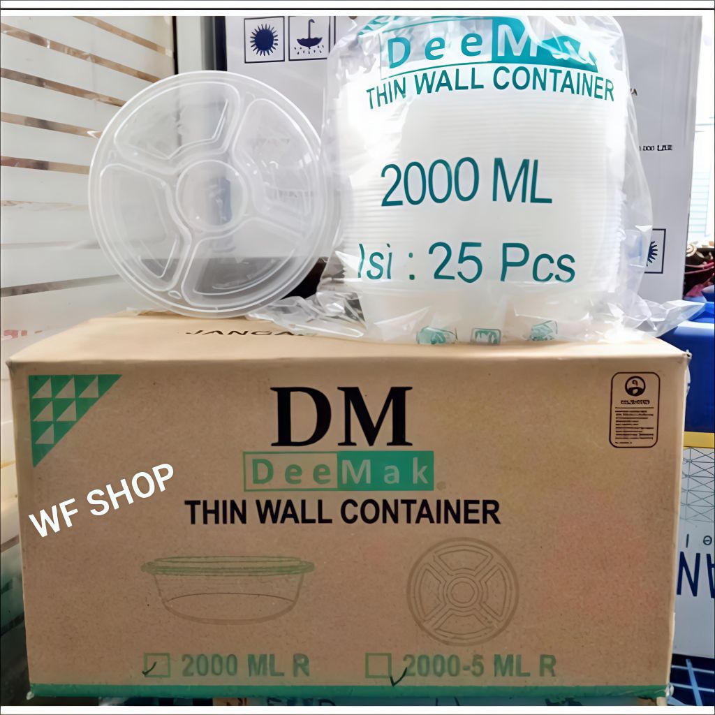 THINWALL 2000ml R BENTO SEKAT Isi 25pcs  / thinwall bulat sekat makanan