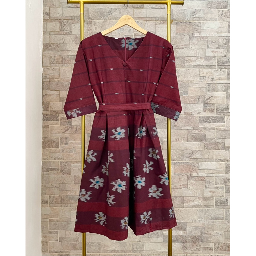 Eska Clothing - Kirana Dress Terusan Motif Batik Modern Hijab Premium Kekinian Terbaru Mewah Pesta K