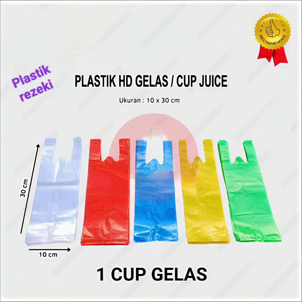ΚΑΝΤONG PLASTIK / KRESEK WARNA WARNI CUP GELAS/ CUP JUS/ CUP BOBBA 10X30