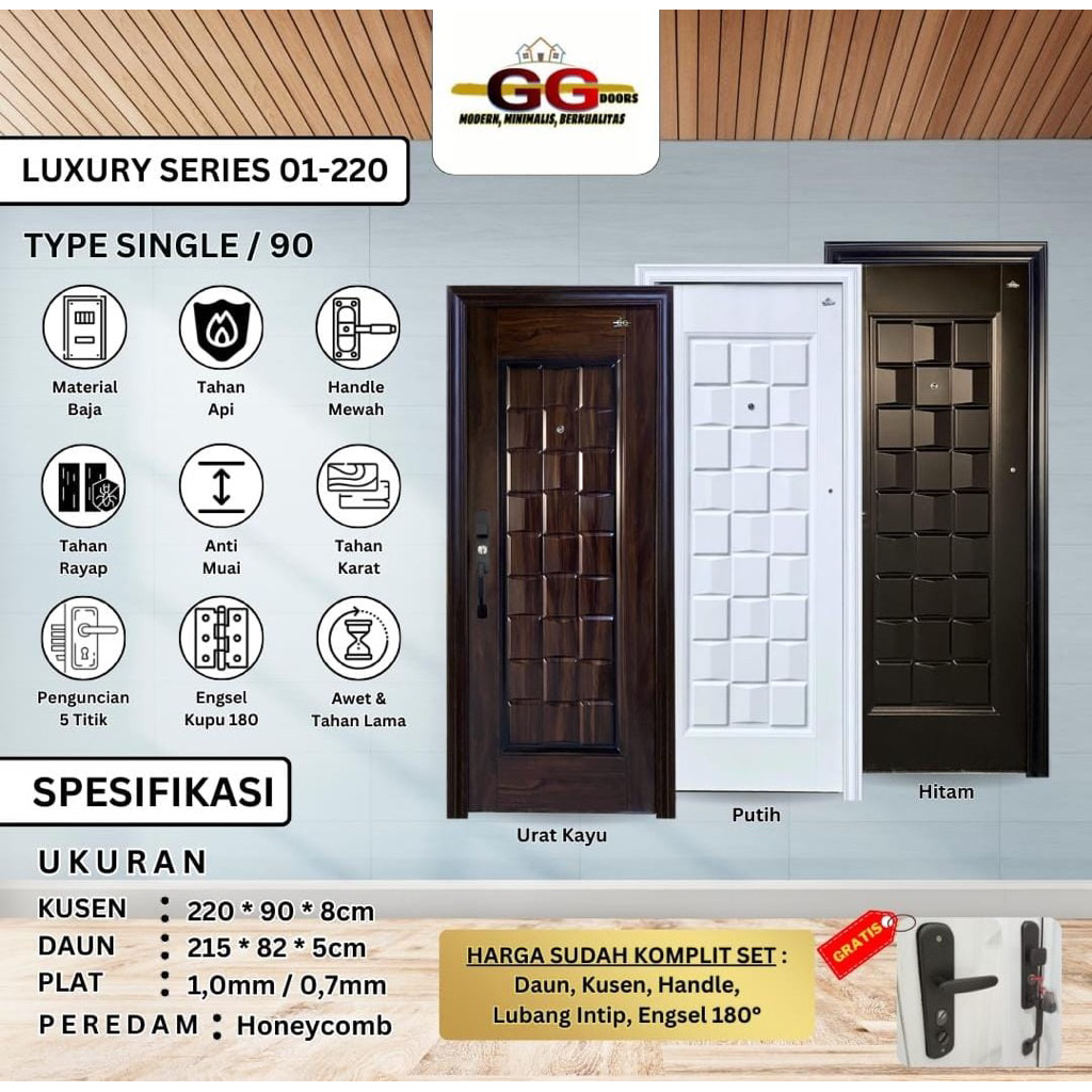 Pintu Baja merek GG DOORS type Luxury 01.220