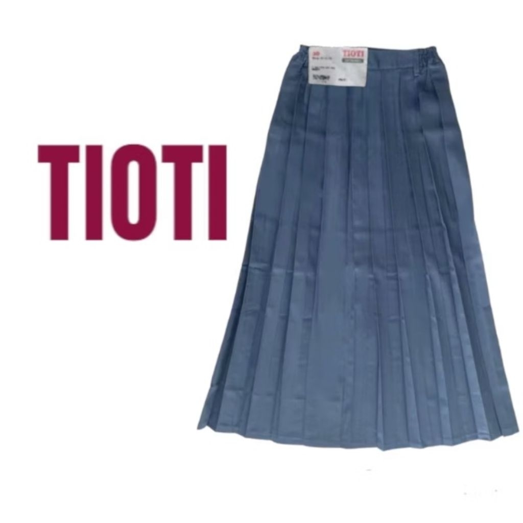 TIOTI ROK SMA PANJANG ABU BIRU LIPAT-LIPAT /BIKU SERIBU KATUN DRILL