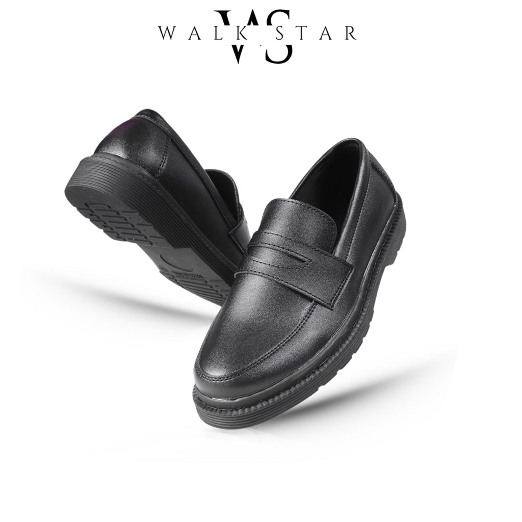 Sepatu Loafers Casual Pria Pantofel Bahan Kulit Sintetis Warna Hitam Size 38 - 44 by WalkStarr