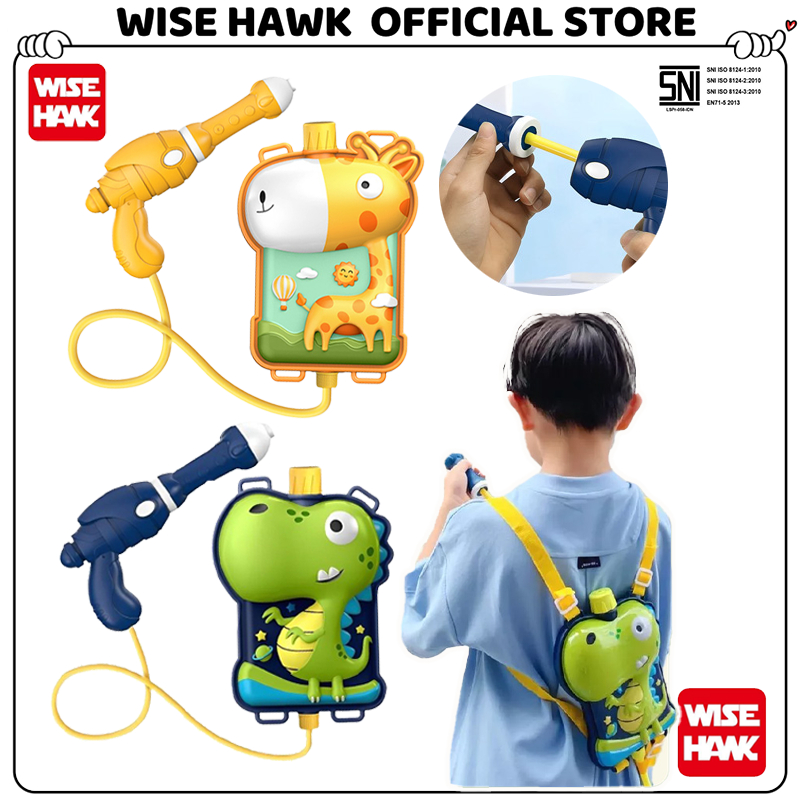 WISEHAWK Pistol Air Backpack Mainan Anak Water Gun Toy Dinosaurs Mainan Pistol Air Tas