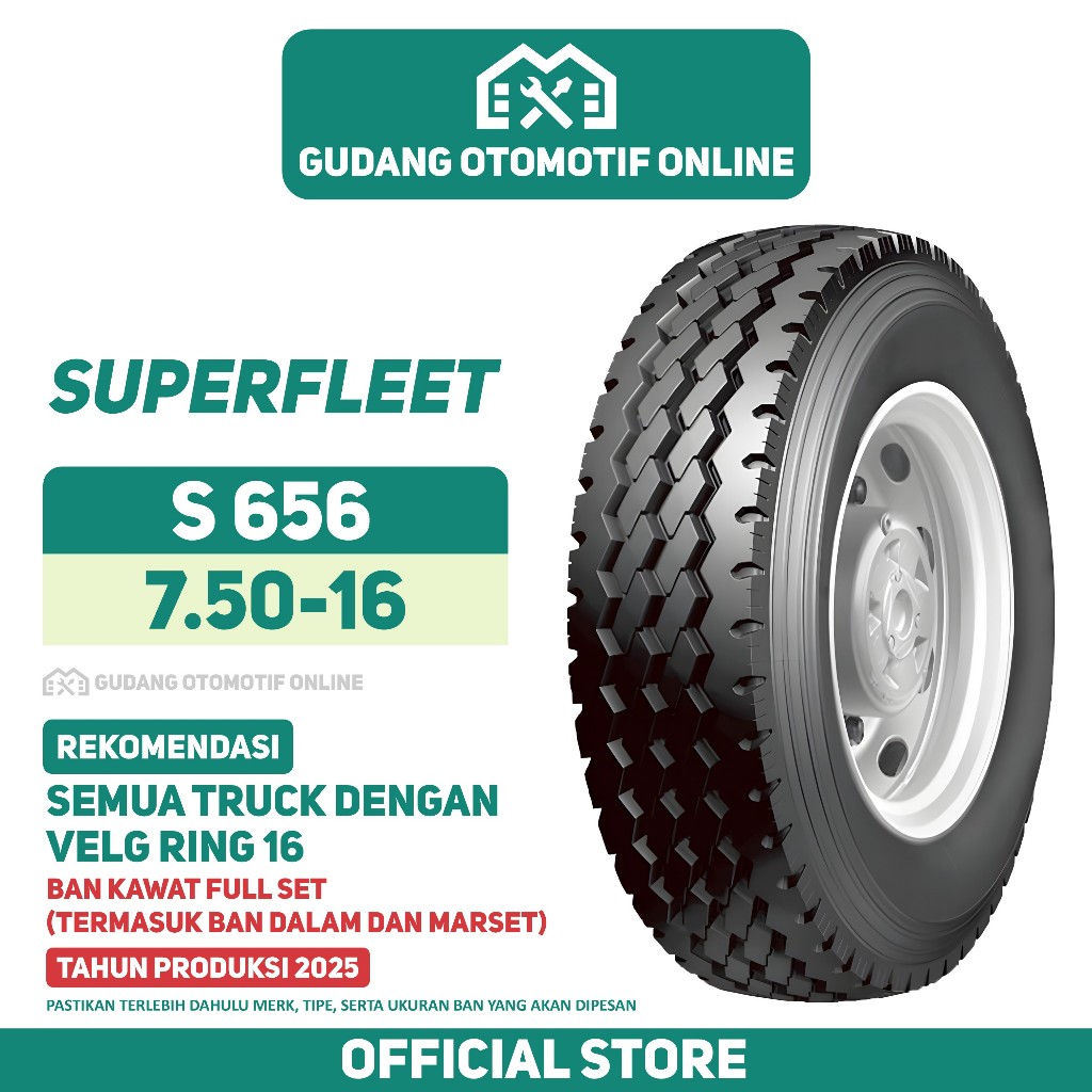 Ban Truk Superfleet S656 750 R16 16 Truck Colt Diesel Canter Ragasa 7.50 R16 Garansi Sailun