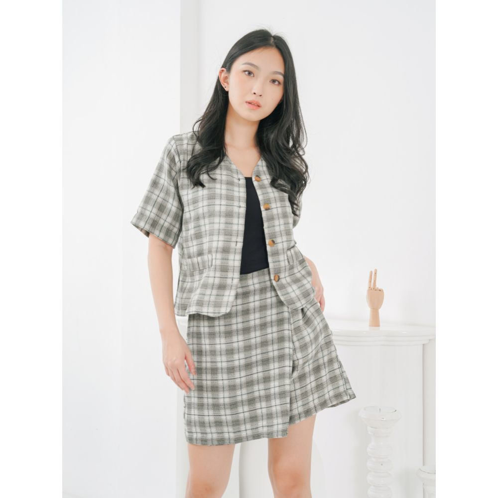 Mille Fleur - Seoul Blazer Set – Setelan Kerja Wanita Blazer dan Celana Rok Korea Reguler Size Plus 