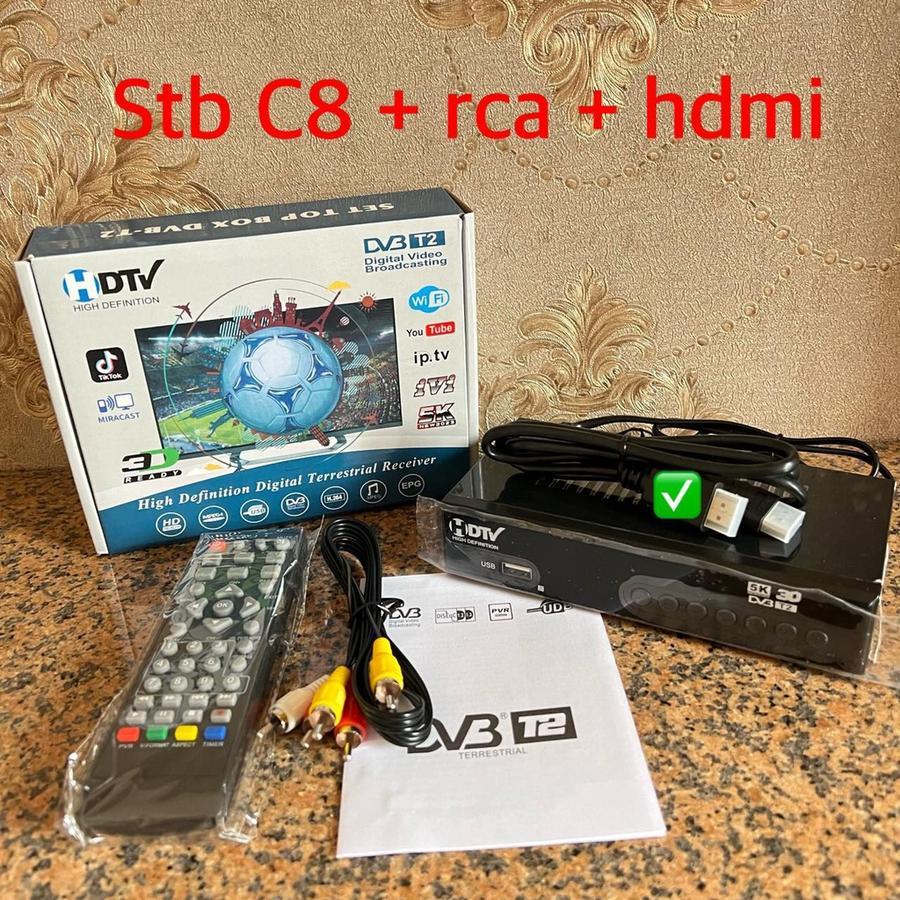 Set Top Box TV Digital DVBT2 STB Antena Penerima Siaran Super HD - STB C8 + HDMI