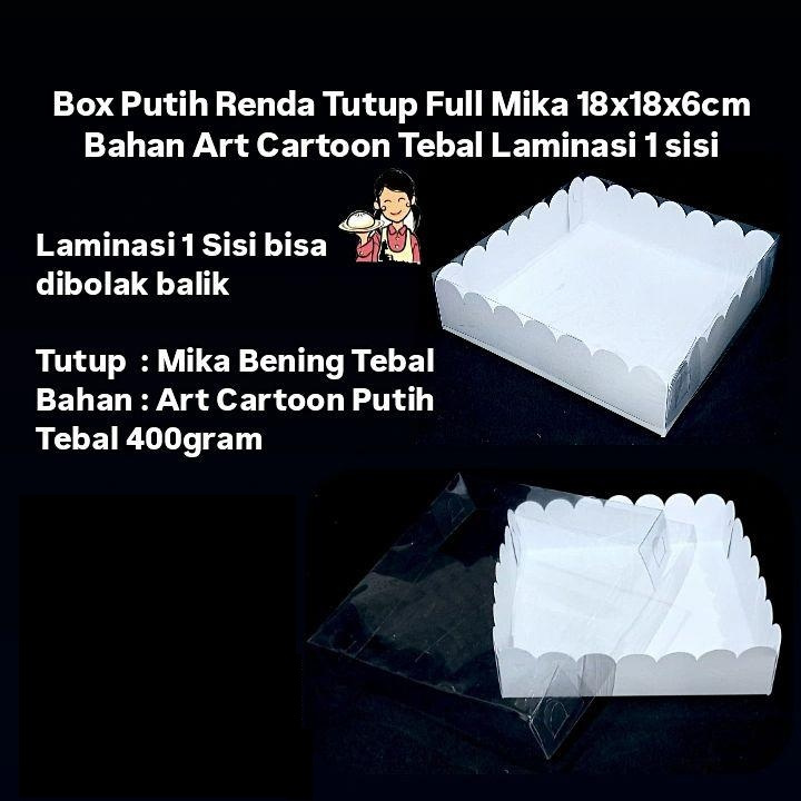 

(10 Pcs)Box Mika Kue Brownies Model Renda Putih Polos 18x18x6 Cm Kotak Kue Basah Pizza Packaging