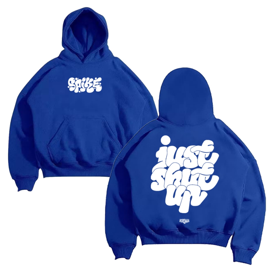 WRMN Hoodie Boxy Oversize Biru Elektrik Blue Spike  Fleece Cotton Tebal | Hoodie Boxy Fit Pria Wanit