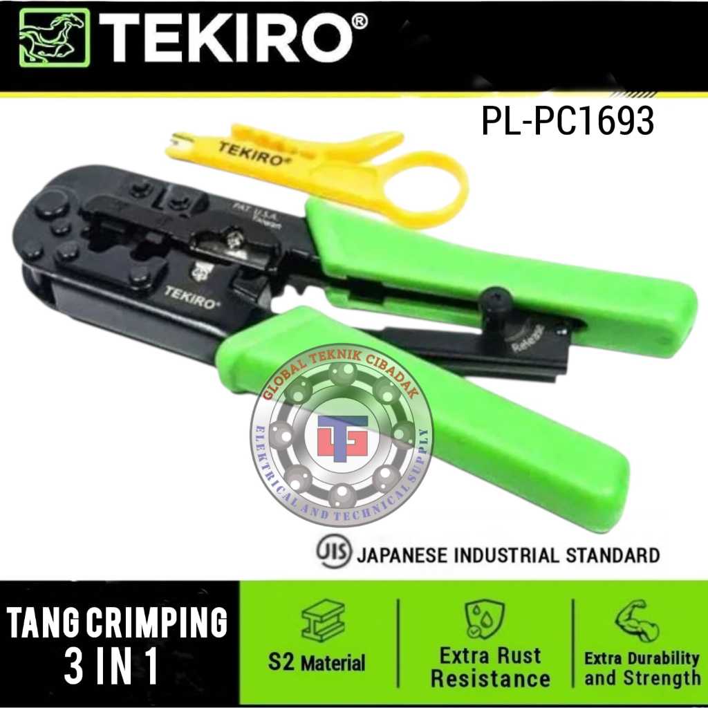 Tang Crimping 3 In 1 Tekiro - Tang Skun Kabel Multifungsi