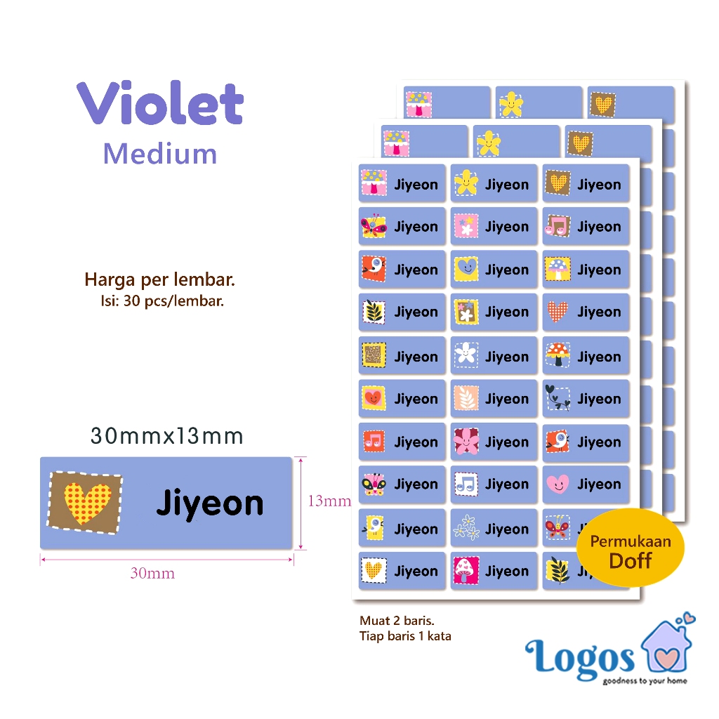 

Ay00! Label nama waterproof MEDIUM stiker nama anak name sticker