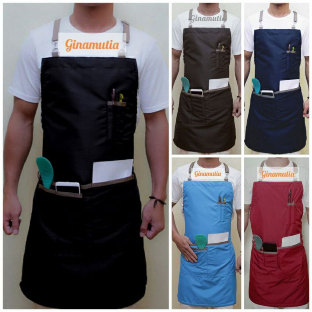 CELEMEK MASAK APRON CELEMEK APPRON BARISTA WAITER APRON CHEF CELEMEK KAIN POLOS