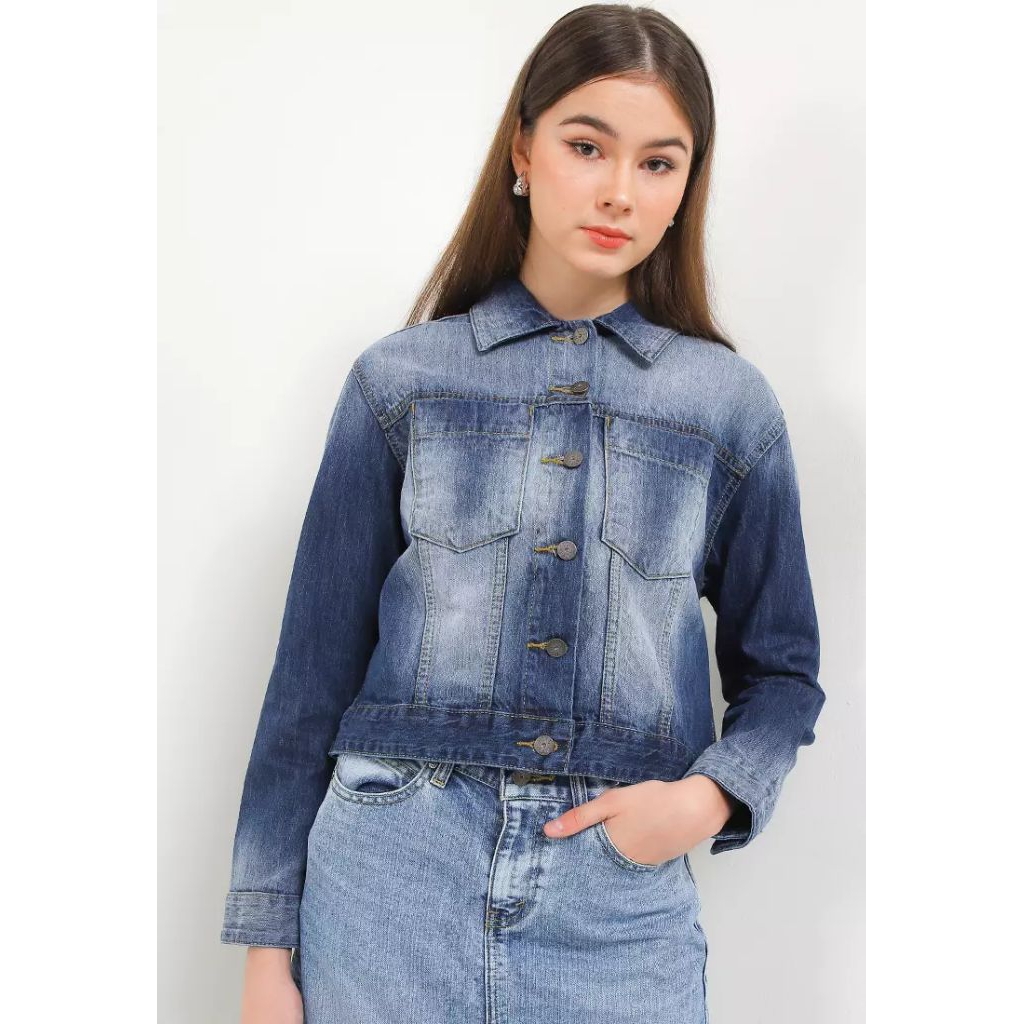 Denim Crop Jacket Wjf179 JAKET LOIS ORIGINAL WANITA