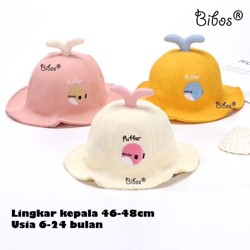 Topi  Bucket Anak Jepang Bucket Anak Bayi Batita Model Ikan Puffer / Bucket Hat Anak Unisex / Topi K