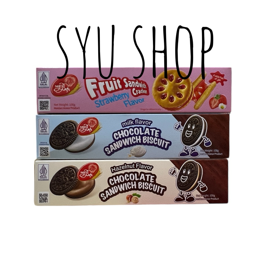 

meidan mei dan milk chocolate strawberry cream sandwich biscuit biskuit cookie cookies