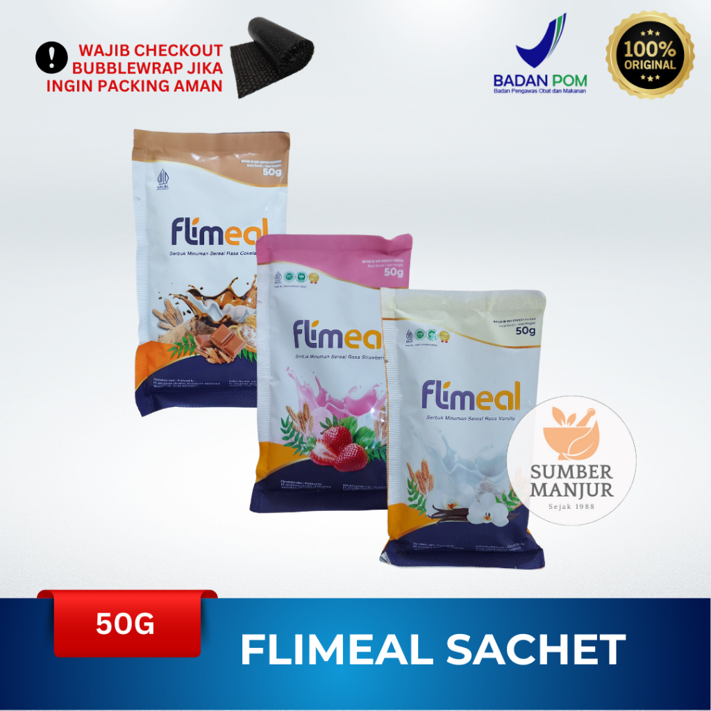 

FLIMEAL SACHET SERBUK MUNGKUR RASA STRAW COKLAT VANILA 50G